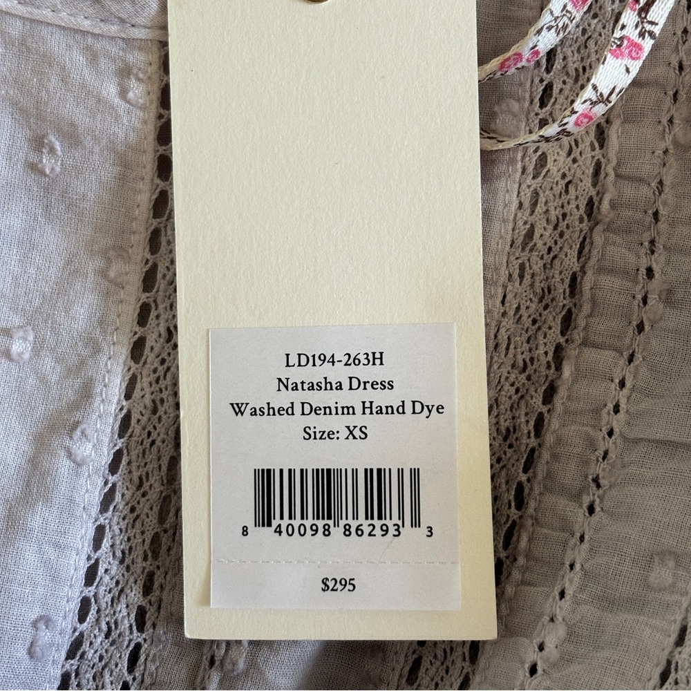 NWT LoveShackFancy Natasha Dress Washed Denim Hand Dye XS - Picture 8 of 14